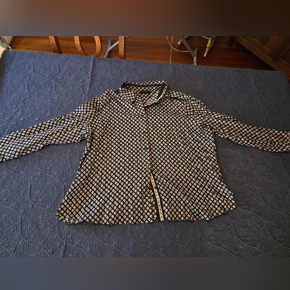 Black and White Geometric Blouse - 20W
